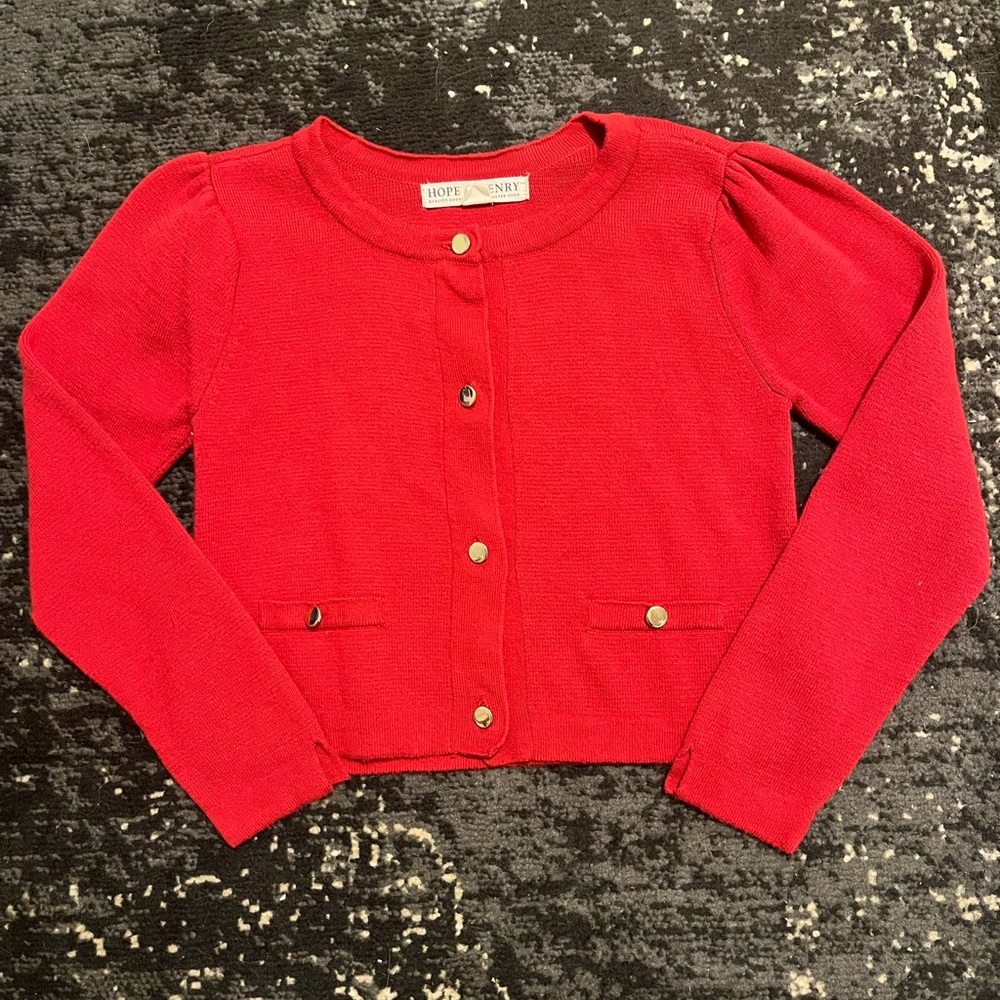 Hope & Henry red little girls cardigan